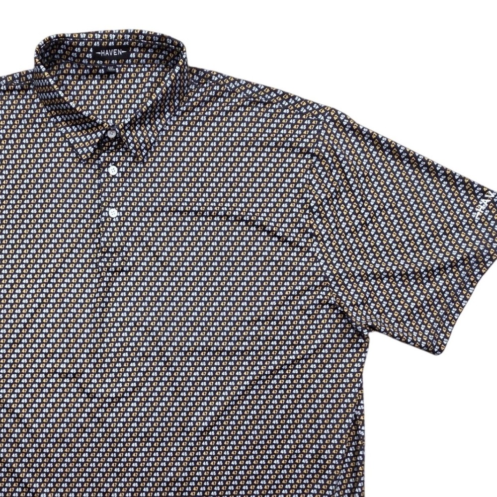 Haven Performance Golf Polo Shirt Black Mens 4XL Trump 45 47 All Over Print MAGA